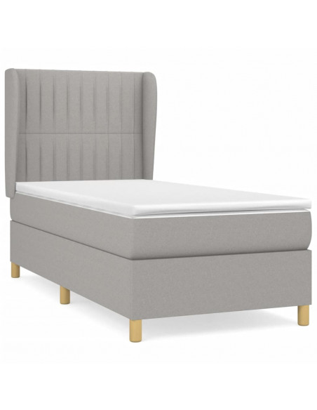 Giroletto a Molle con Materasso Grigio Chiaro 90x200 cm Tessuto