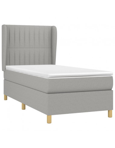 Giroletto a Molle con Materasso Grigio Chiaro 90x200 cm Tessuto