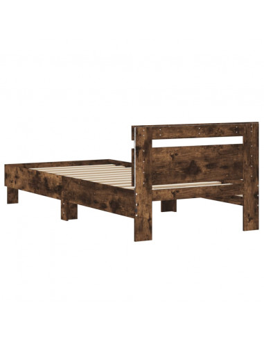 Giroletto con Testiera e LED Rovere Fumo 90x190 cm