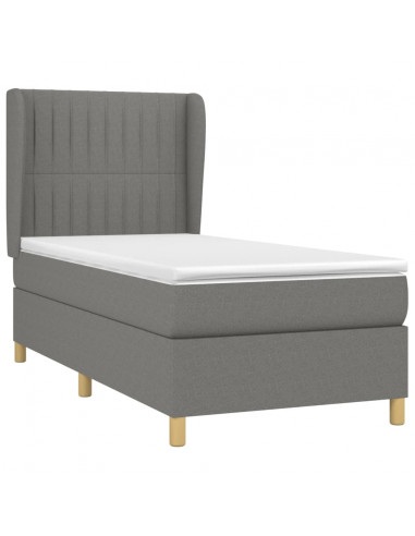 Giroletto a Molle con Materasso Grigio Scuro 90x200 cm Tessuto