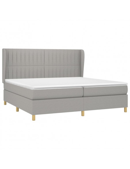 Giroletto a Molle con Materasso Grigio Chiaro 200x200cm Tessuto