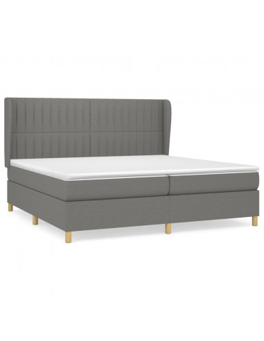 Giroletto a Molle con Materasso Grigio Scuro 200x200 cm Tessuto