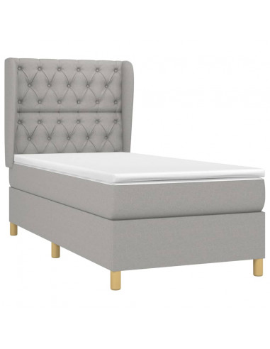 Giroletto a Molle con Materasso Grigio Chiaro 80x200 cm Tessuto