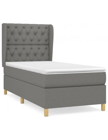 Giroletto a Molle con Materasso Grigio Scuro 80x200 cm Tessuto