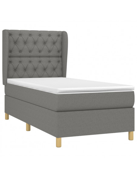 Giroletto a Molle con Materasso Grigio Scuro 80x200 cm Tessuto
