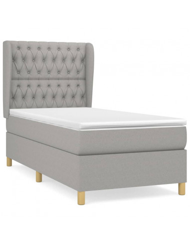 Giroletto a Molle con Materasso Grigio Chiaro100x200 cm Tessuto