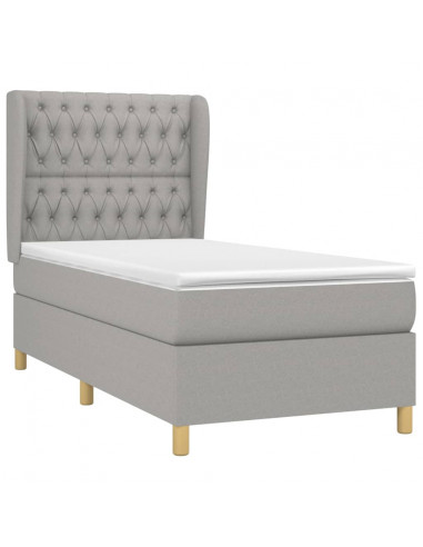 Giroletto a Molle con Materasso Grigio Chiaro100x200 cm Tessuto