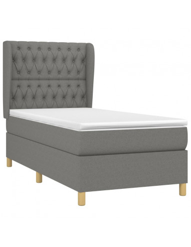 Giroletto a Molle con Materasso Grigio Scuro 100x200 cm Tessuto