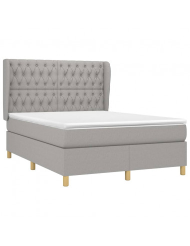 Giroletto a Molle con Materasso Grigio Chiaro 140x190cm Tessuto