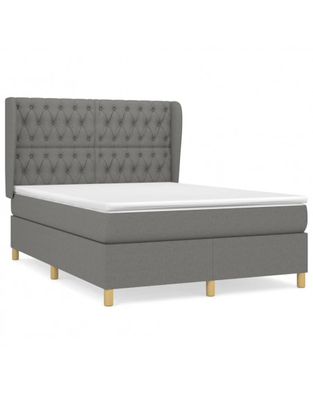 Giroletto a Molle con Materasso Grigio Scuro 140x190 cm Tessuto