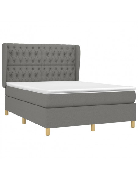 Giroletto a Molle con Materasso Grigio Scuro 140x190 cm Tessuto
