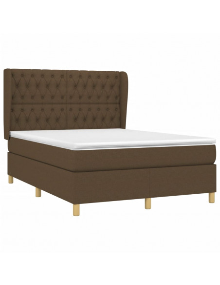 Giroletto a Molle con Materasso Marrone Scuro 140x190cm Tessuto