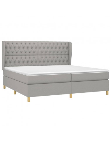 Giroletto a Molle con Materasso Grigio Chiaro 200x200cm Tessuto