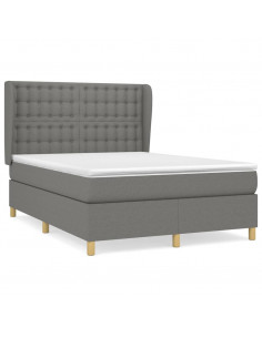 Giroletto a Molle con Materasso Grigio Scuro 140x190 cm Tessuto 2