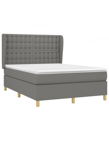 Giroletto a Molle con Materasso Grigio Scuro 140x190 cm Tessuto