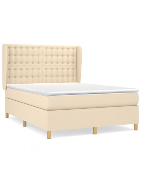 Giroletto a Molle con Materasso Crema 140x19 cm in Tessuto