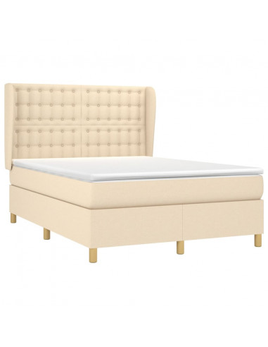 Giroletto a Molle con Materasso Crema 140x19 cm in Tessuto