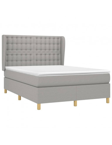 Giroletto a Molle con Materasso Grigio Chiaro 140x200cm Tessuto