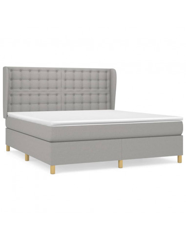 Giroletto a Molle con Materasso Grigio Chiaro160x200 cm Tessuto