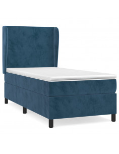 Giroletto a Molle con Materasso Blu Scuro 90x200 cm in Velluto 2