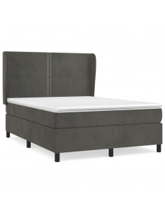 Giroletto a Molle con Materasso Grigio Scuro 140x190 cm Velluto 2