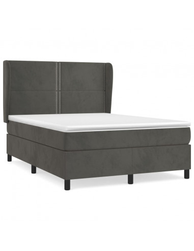 Giroletto a Molle con Materasso Grigio Scuro 140x190 cm Velluto