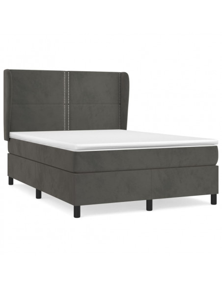 Giroletto a Molle con Materasso Grigio Scuro 140x200 cm Velluto
