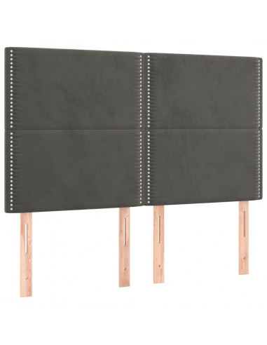 Giroletto a Molle con Materasso Grigio Scuro 140x200 cm Velluto