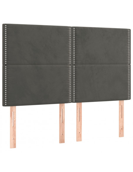Giroletto a Molle con Materasso Grigio Scuro 140x200 cm Velluto
