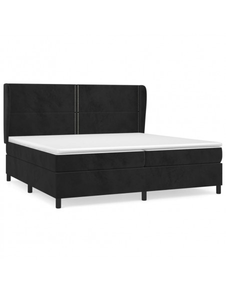 Giroletto a Molle con Materasso Nero 200x200 cm in Velluto