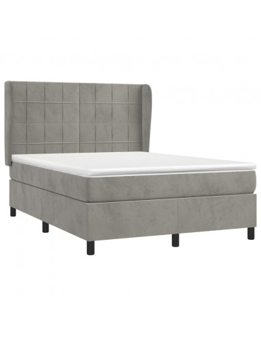 Giroletto a Molle con Materasso Grigio Chiaro 140x190cm Velluto