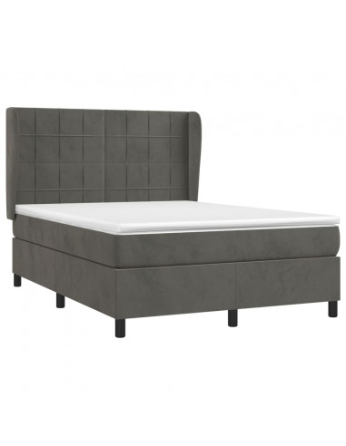 Giroletto a Molle con Materasso Grigio Scuro 140x190 cm Velluto