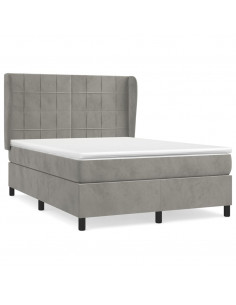 Giroletto a Molle con Materasso Grigio Chiaro 140x200cm Velluto 2