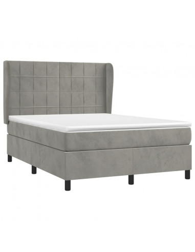 Giroletto a Molle con Materasso Grigio Chiaro 140x200cm Velluto