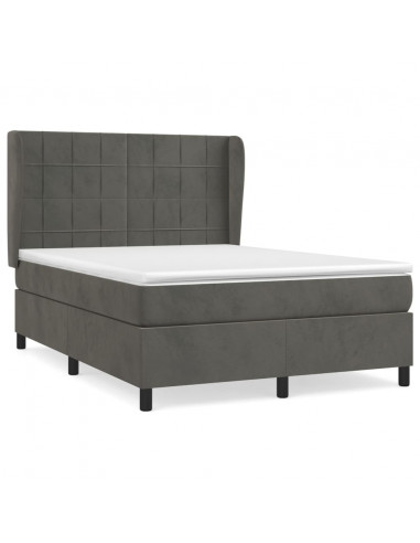 Giroletto a Molle con Materasso Grigio Scuro 140x200 cm Velluto