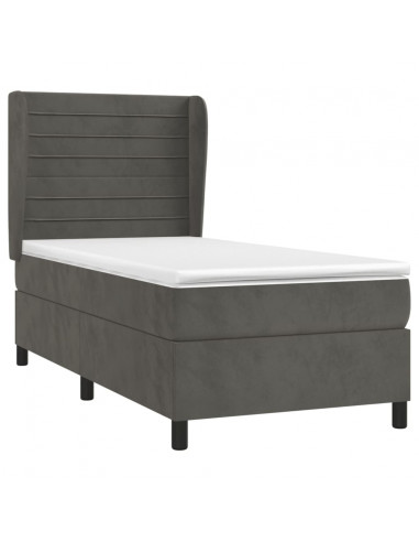 Giroletto a Molle con Materasso Grigio Scuro 100x200 cm Velluto