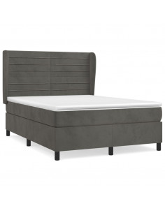 Giroletto a Molle con Materasso Grigio Scuro 140x200 cm Velluto 2