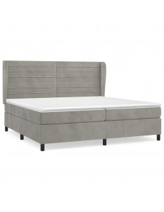 Giroletto a Molle con Materasso Grigio Chiaro 200x200cm Velluto 2