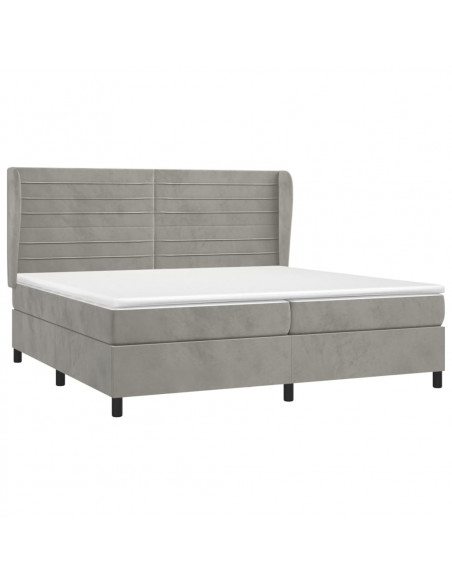 Giroletto a Molle con Materasso Grigio Chiaro 200x200cm Velluto