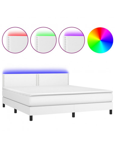 Giroletto Molle con Materasso e LED Bianco 160x200cm Similpelle