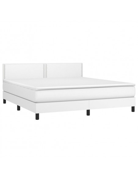 Giroletto Molle con Materasso e LED Bianco 160x200cm Similpelle