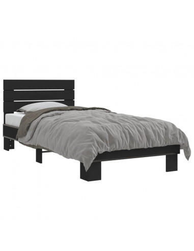 Giroletto Nero 90x200 cm in Legno Multistrato e Metallo