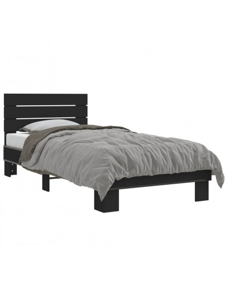 Giroletto Nero 90x200 cm in Legno Multistrato e Metallo