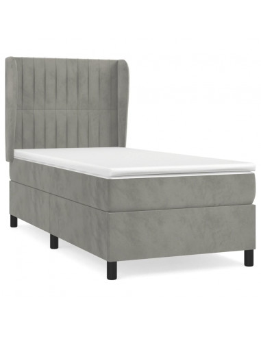 Giroletto a Molle con Materasso Grigio Chiaro 80x200 cm Velluto