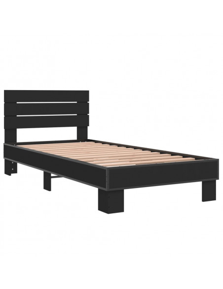 Giroletto Nero 90x200 cm in Legno Multistrato e Metallo