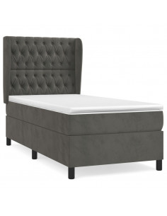 Giroletto a Molle con Materasso Grigio Scuro 80x200 cm Velluto 2