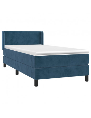 Giroletto a Molle con Materasso Blu Scuro 90x200 cm in Velluto