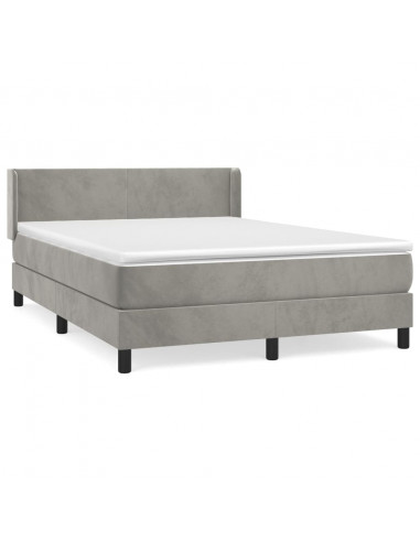 Giroletto a Molle con Materasso Grigio Chiaro 140x200cm Velluto