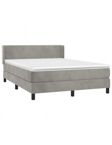 Giroletto a Molle con Materasso Grigio Chiaro 140x200cm Velluto