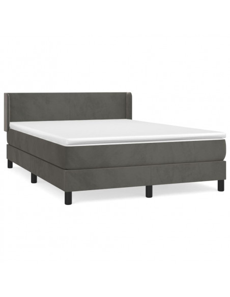 Giroletto a Molle con Materasso Grigio Scuro 140x200 cm Velluto